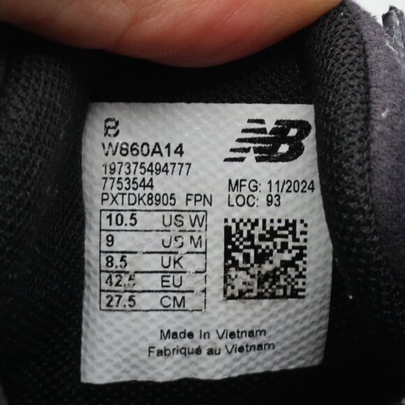 New Balance FF X 860 V14 Women's 10.5 B Men's 9 B Black Running Sneaker W860A14 - Picture 3 of 9